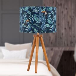 First Choice Lighting Set of 2 Dark Oak Table Lamp or Bedside Lights with Toucan Shades in Brown - thumbnail 4