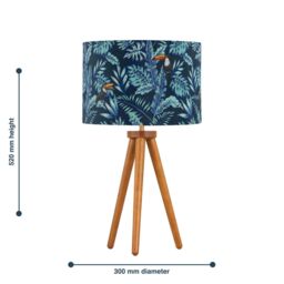 First Choice Lighting Set of 2 Dark Oak Table Lamp or Bedside Lights with Toucan Shades in Brown - thumbnail 6