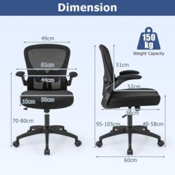 Costway Ergonomic Office Chair Adjustable Swivel Mesh Task Rocking Chair in Black - thumbnail 2
