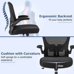 Costway Ergonomic Office Chair Adjustable Swivel Mesh Task Rocking Chair in Black - thumbnail 6