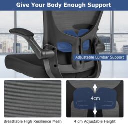 Costway Ergonomic Office Chair Adjustable Swivel Mesh Task Rocking Chair in Black - thumbnail 7
