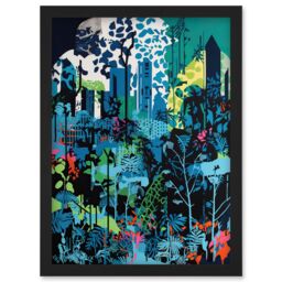 Artery8 Singapore Forest Cityscape Modern Bold Landscape Artwork Framed Wall Art Print A4 in Black - thumbnail 1