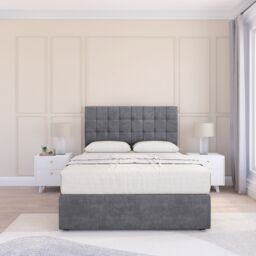 "Sloomy Alabama Coniston Bed Set With 4 Drawers, Mattress & 26"" Headboard in Dark Grey - Size: Double" - thumbnail 2
