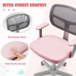 Costway Kids Computer Chair Low-Back Task Study Chair Children Office Chair Height Adjustable in Pink - thumbnail 4