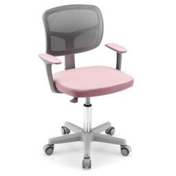 Costway Kids Computer Chair Low-Back Task Study Chair Children Office Chair Height Adjustable in Pink - thumbnail 1