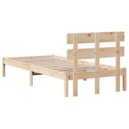 Berkfield Home Bed Frame with Headboard 80x200 cm Solid Wood Pine in Light Tan - thumbnail 7
