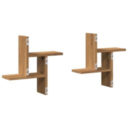 Berkfield Home Wall Shelves 2 pcs Artisian Oak 38x12x38 cm Engineered Wood in Brown - Size: 38 x 12 x 38 cm - thumbnail 6