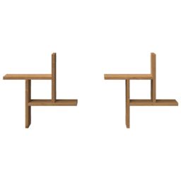 Berkfield Home Wall Shelves 2 pcs Artisian Oak 38x12x38 cm Engineered Wood in Brown - Size: 38 x 12 x 38 cm - thumbnail 4