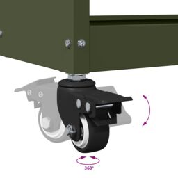 Berkfield Home Tool Trolley with Shelf with Wheel Olive green Medium Powder-coated steel - thumbnail 9
