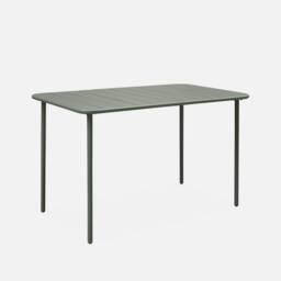 sweeek 4-seater Rectangular Steel Garden Table With 4 Chairs in Khaki - thumbnail 3