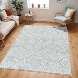Livabliss Cloudy Shag-Geometric Grey Beige Soft Plush Pile Living Bedroom Rug - Size: 200 cm x 275 cm - thumbnail 7