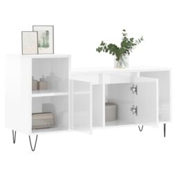Berkfield Home TV Cabinet High Gloss White 100x35x55 cm Engineered Wood - Size: 100 x 35 x 55 cm - thumbnail 4