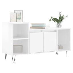 Berkfield Home TV Cabinet High Gloss White 100x35x55 cm Engineered Wood - Size: 100 x 35 x 55 cm - thumbnail 3