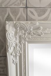 Downton Interiors Antique Style Plain White Tall Ornate Dressing Wall Mirror with Bevelled Glass 142cm - thumbnail 3