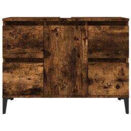 Berkfield Home Sink Cabinet Smoked Oak 80x33x60 cm Engineered Wood in Brown - Size: 80 x 33 x 60 cm - thumbnail 5