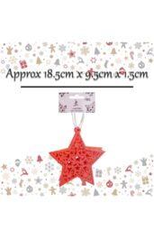 VFM e-Store Christmas Tree Decoration Glitter Star Ornament X 6 18. 5x9. 5x1. 5cm in Red - thumbnail 2