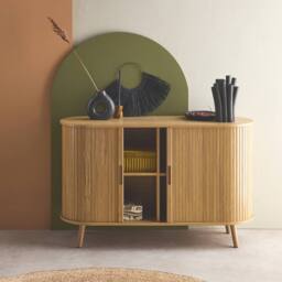 sweeek 120cm scandi-style sideboard with 2 sliding doors in Beige - thumbnail 4