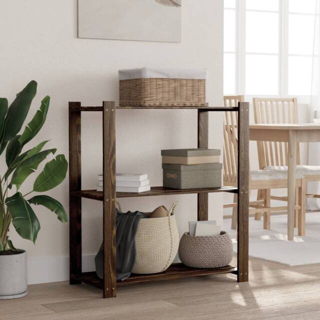 Berkfield Home 3-Tier Storage Rack Black 80x38x90 cm Solid Wood Pine - Size: 80 x 38 x 90 cm - image 1