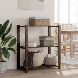 Berkfield Home 3-Tier Storage Rack Black 80x38x90 cm Solid Wood Pine - Size: 80 x 38 x 90 cm