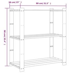 Berkfield Home 3-Tier Storage Rack Black 80x38x90 cm Solid Wood Pine - Size: 80 x 38 x 90 cm - thumbnail 7
