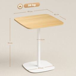 Wyld Haus Levadi 60cm Square Dining Table Natural Wood Veneer Top White Steel - thumbnail 4