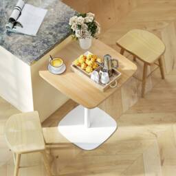 Wyld Haus Levadi 60cm Square Dining Table Natural Wood Veneer Top White Steel - thumbnail 9
