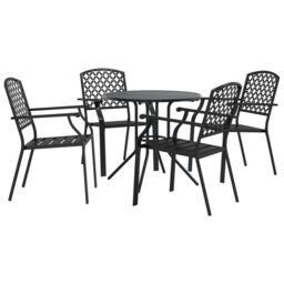 Berkfield Home Stackable Garden Chair Set 5 pcs Anthracite Powder-coated Steel in Black - thumbnail 2