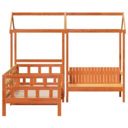 Berkfield Home Day Bed Set with Roof without Mattress Wax Brown 80x200 cm - thumbnail 4