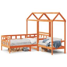 Berkfield Home Day Bed Set with Roof without Mattress Wax Brown 80x200 cm