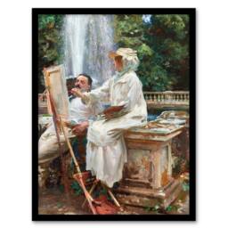 Artery8 John Singer Sargent Framed Wall Art Print The Fountain Villa Torlonia - Size: A4 - thumbnail 1