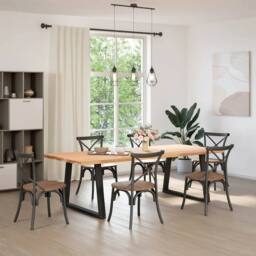 Berkfield Home Modern Dining Table Legs V-Shape 2 pcs Black 90x(72-73.3) cm Steel - thumbnail 3