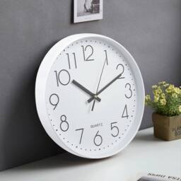 KORVIXA Silent Wall Clock Simple Round Bedroom Kitchen Quartz Clock in White - Size: 100 cm x 100 cm - thumbnail 3