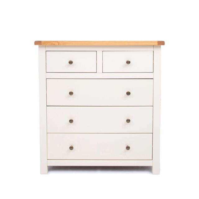 Cabinet Bits Maggiori 5 Drawer Chest of Drawers Brass Knob in Off-White - image 1