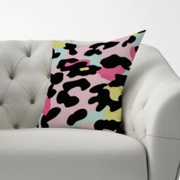 Warren Reed - Designer Colourful Leopard Print Cushions in Pink - Size: 60 cm x 60 cm - thumbnail 2
