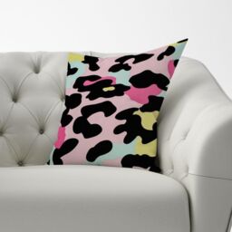 Warren Reed - Designer Colourful Leopard Print Cushions in Pink - Size: 60 cm x 60 cm - thumbnail 3