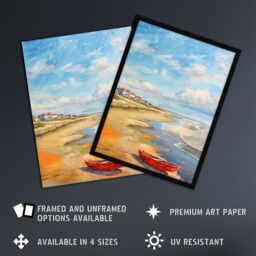 "Artery8 Seaton Carew County Durham Boat Seaside Painting Wall Art Print in Blue - Size: W12"" x H16""" - thumbnail 2