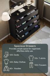 HD Designs Denver 8 Drawer Chest of Drawers Storage Bedroom Furniture in Black - thumbnail 4