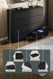 HD Designs Denver 8 Drawer Chest of Drawers Storage Bedroom Furniture in Black - thumbnail 3