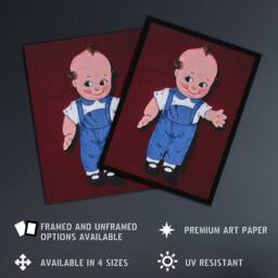 "Artery8 Retro Boy Kewpie Deer Acres Fun Park Margolies Wall Art Poster Print in Red - Size: W18"" x H24""" - thumbnail 2
