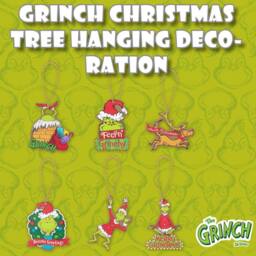VFM e-Store Grinch Christmas Tree Hanging 3D Decoration 8cm x 6cm X 6 Pack - Size: 8 cm x 6 cm - thumbnail 3