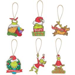 VFM e-Store Grinch Christmas Tree Hanging 3D Decoration 8cm x 6cm X 6 Pack - Size: 8 cm x 6 cm - thumbnail 1
