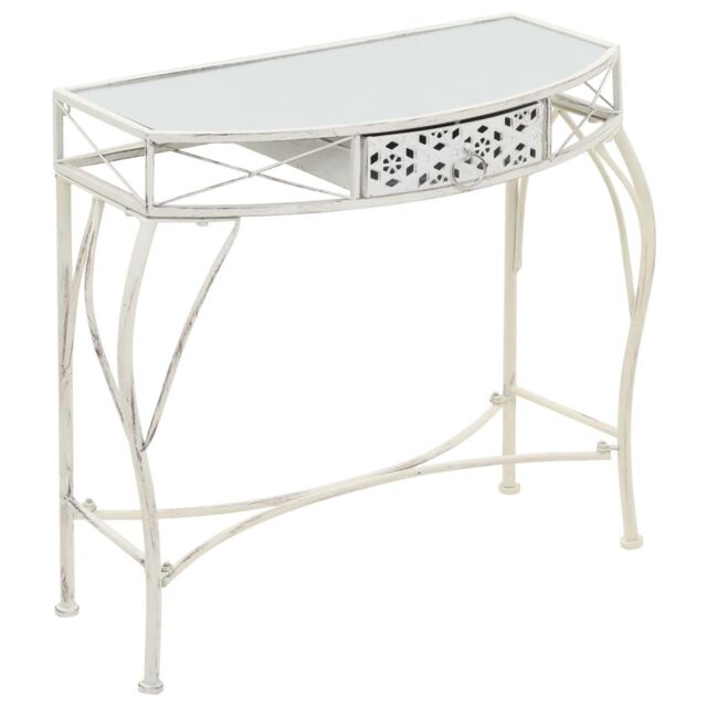 Berkfield Home Side Table French Style Metal 82x39x76 cm White - Size: 82 x 39 x 76 cm - image 1