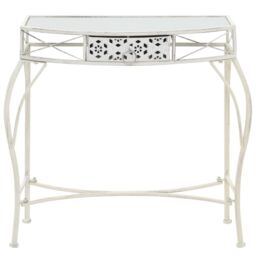 Berkfield Home Side Table French Style Metal 82x39x76 cm White - Size: 82 x 39 x 76 cm - thumbnail 2