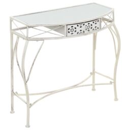 Berkfield Home Side Table French Style Metal 82x39x76 cm White - Size: 82 x 39 x 76 cm - thumbnail 1
