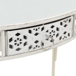 Berkfield Home Side Table French Style Metal 82x39x76 cm White - Size: 82 x 39 x 76 cm - thumbnail 5