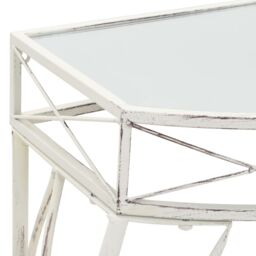 Berkfield Home Side Table French Style Metal 82x39x76 cm White - Size: 82 x 39 x 76 cm - thumbnail 4