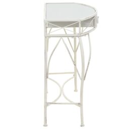 Berkfield Home Side Table French Style Metal 82x39x76 cm White - Size: 82 x 39 x 76 cm - thumbnail 3
