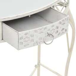 Berkfield Home Side Table French Style Metal 82x39x76 cm White - Size: 82 x 39 x 76 cm - thumbnail 6