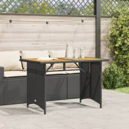 Berkfield Home Garden Table with Wooden Top Black 110x68x70 cm Poly Rattan - Size: 110 x 68 x 70 cm - thumbnail 1