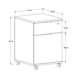 VOGREX Lockable Mobile Office Cabinet 1 Door 1 Drawer Wheels in White - thumbnail 2